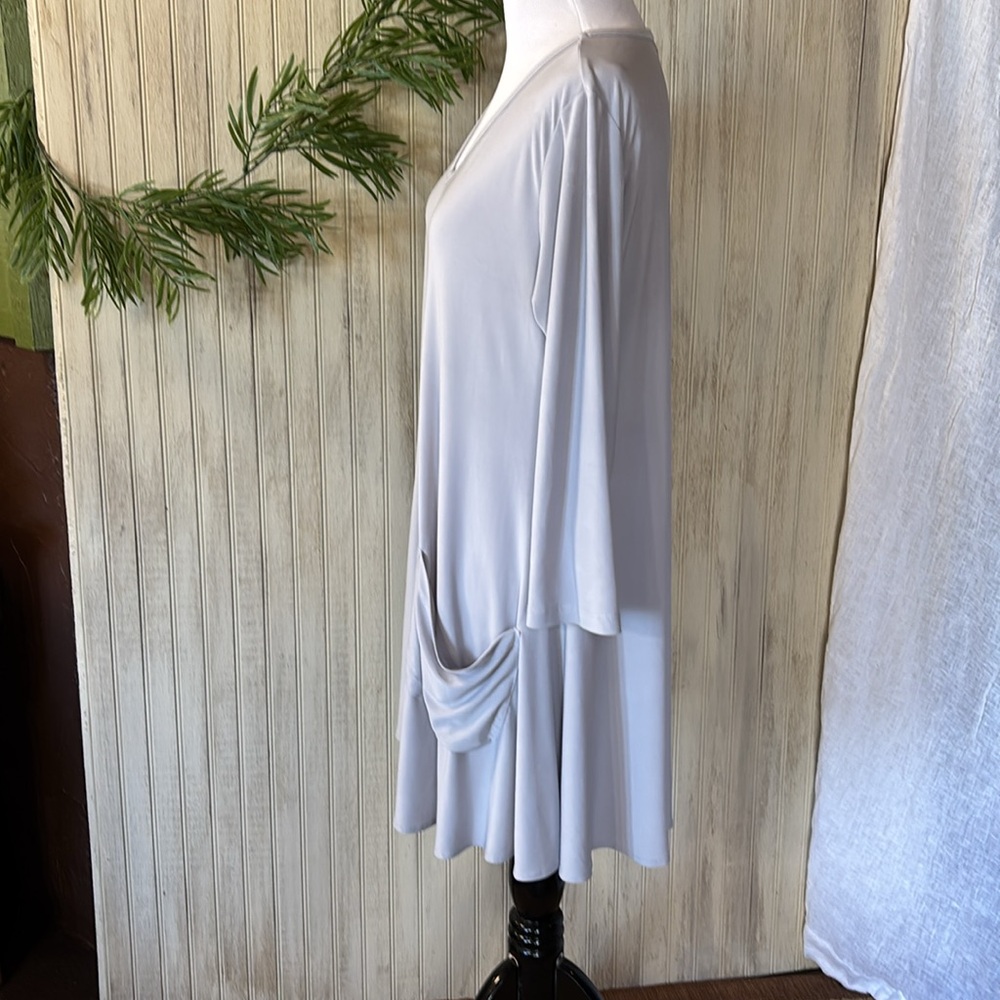 Sun Kim Tunic Top/Dress Front Pockets, Gray Small, Wrinkle Resistant 3/4… - Picture 4 of 11